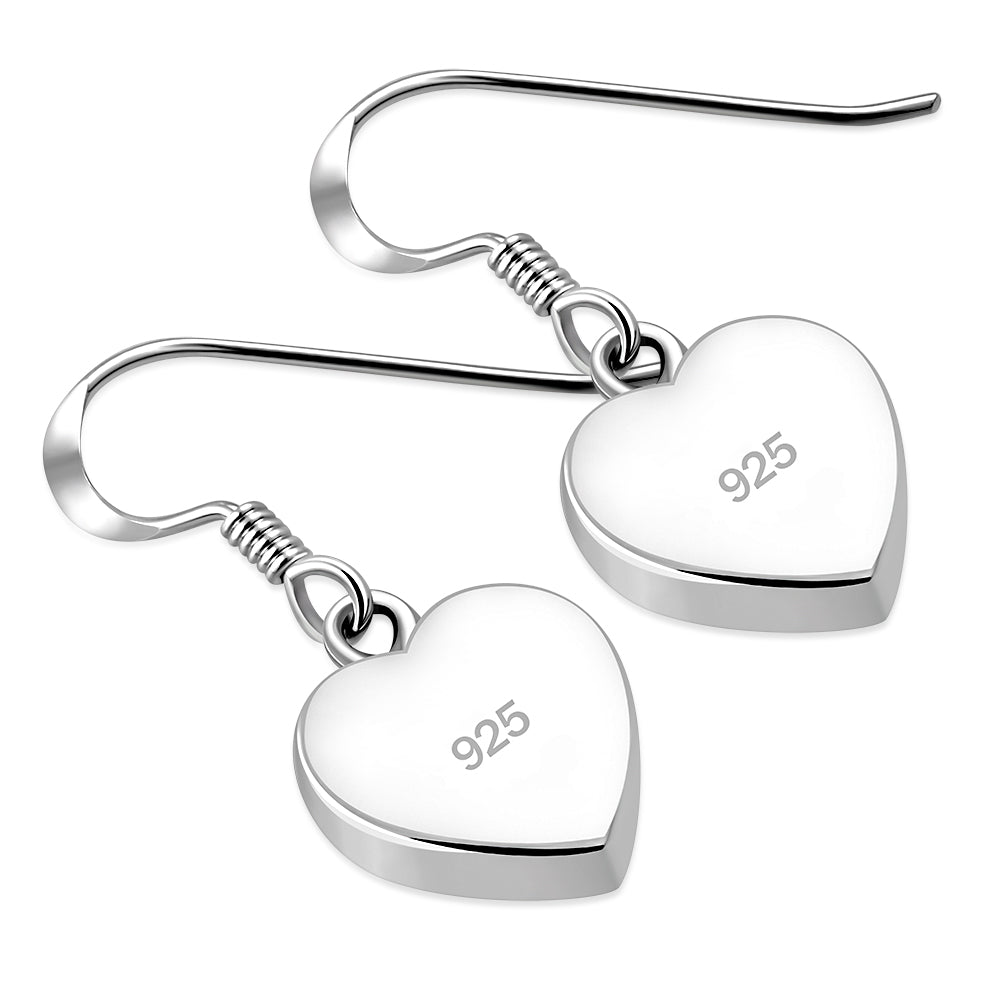 Abalone Shell Heart Silver Earrings