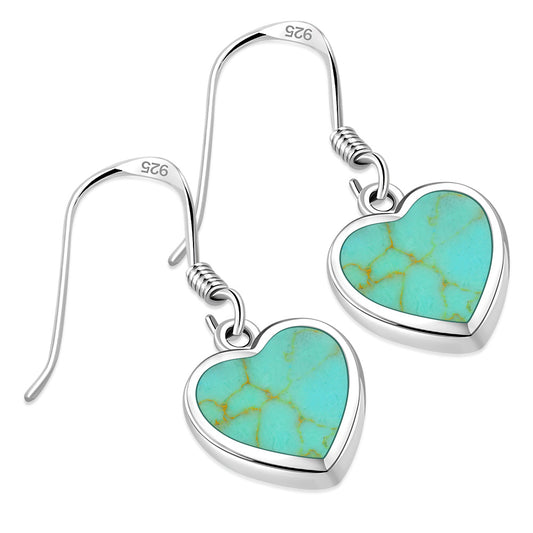 Turquoise Heart Sterling Silver Earrings
