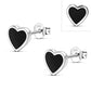 Black Onyx Heart Stud Silver Earrings