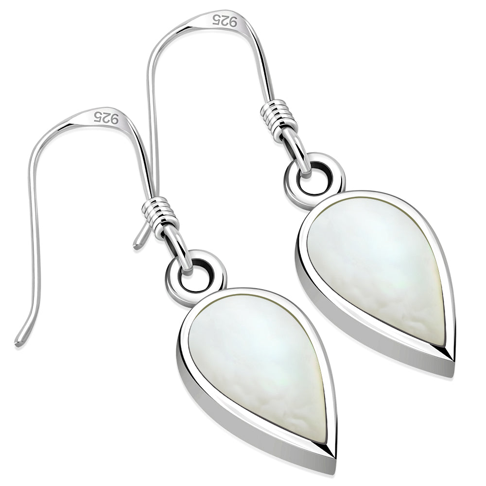 Mother of Pearl Pear/ Teardrop Sterling Silver Earrings