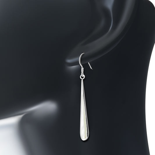 Mother of Pearl Long Drop Sterling Silver Earrings