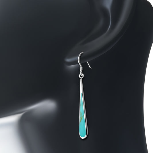 Turquoise Long Drop Sterling Silver Earrings