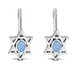 Star Of David Jewish Judaica 925 Sterling Silver Stud Earrings With Synthetic Blue Opal