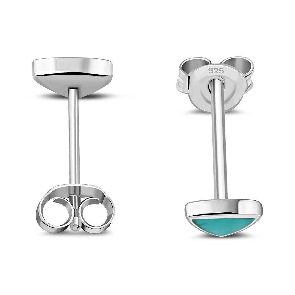 Turquoise Triangle Stud Silver Earrings