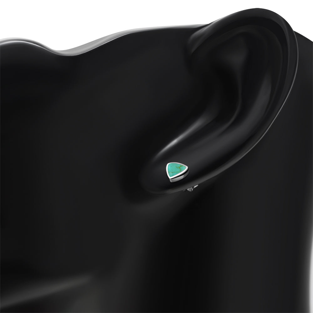Turquoise Triangle Stud Silver Earrings