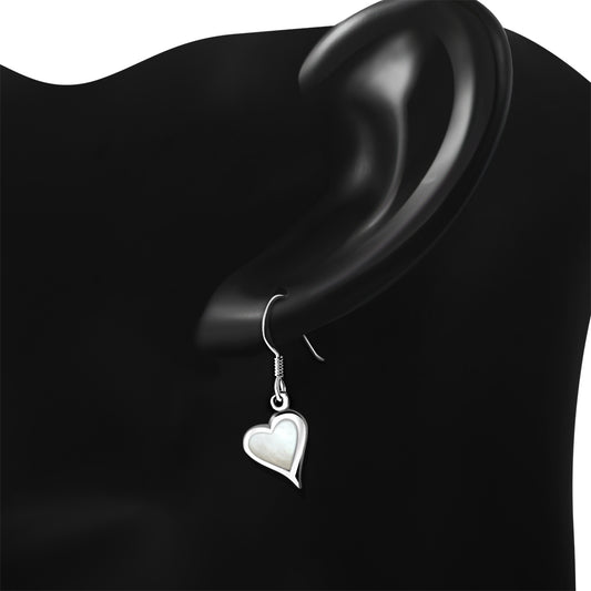 Mother of Pearl Heart Silver Earrings