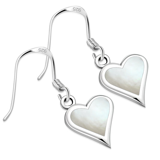 Mother of Pearl Heart Silver Earrings