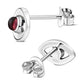 Garnet Evil Eye Sterling Silver Stud Earrings