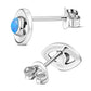 Synthetic Blue Opal Evil Eye Stud Silver Earrings