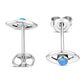 Synthetic Blue Opal Evil Eye Stud Silver Earrings