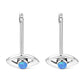 Synthetic Blue Opal Evil Eye Stud Silver Earrings