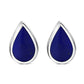 Lapiz Lazuli Blue Stone Drop Silver Stud Earrings