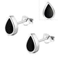 Black Onyx Drop Silver Stud Earrings