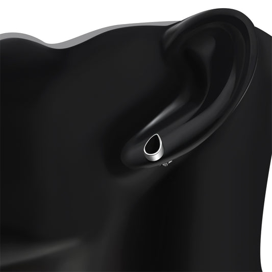Black Onyx Drop Silver Stud Earrings