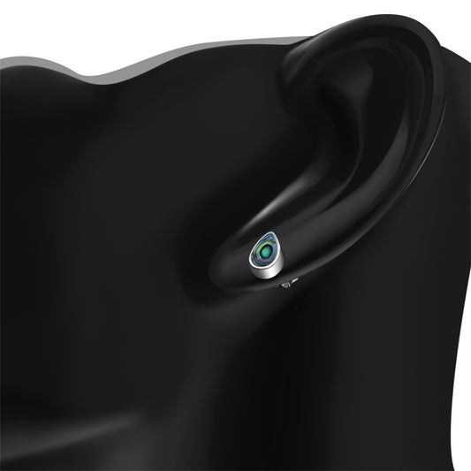 Abalone Shell Drop Silver Stud Earrings