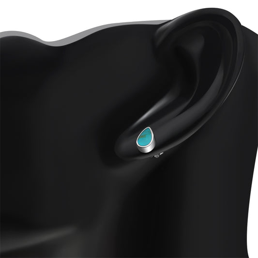 Turquoise Drop Silver Stud Earrings