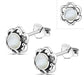 Mother of Pearl Flower Stud Silver Earrings