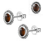 Oval Baltic Amber Stud Silver Earrings