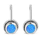Oval Synthetic Azure Blue Opal Silver Stud Earrings