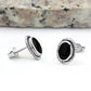 Oval Black Onyx Stud Silver Earrings