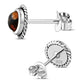 Round Baltic Amber Stud Silver Earrings