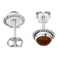 Round Baltic Amber Stud Silver Earrings