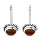 Round Baltic Amber Stud Silver Earrings