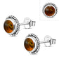 Round Baltic Amber Stud Silver Earrings