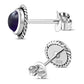 Round Amethyst Stone Stud Silver Earrings
