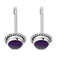 Round Amethyst Stone Stud Silver Earrings