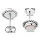 Round Synthetic Sun & Ice Opal Stud Silver Earrings