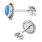 Round Synthetic Blue Opal Stud Silver Earrings