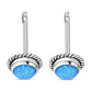 Round Synthetic Blue Opal Stud Silver Earrings