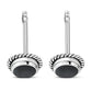 Round Black Onyx Stud Silver Earrings