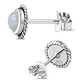 Round Rainbow Moonstone Stud Silver Earrings