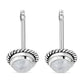 Round Rainbow Moonstone Stud Silver Earrings