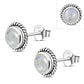 Round Rainbow Moonstone Stud Silver Earrings