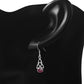 Garnet Stone Trinity Knot Silver Earrings Set