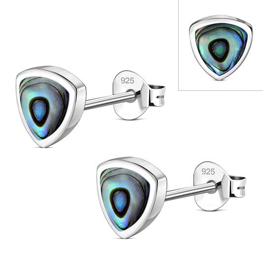 7.00mm | Abalone Shell Reuleaux Triangle Silver Stud Earrings