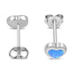 Synthetic Blue Opal Heart Silver Stud Earrings