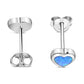 Synthetic Blue Opal Heart Silver Stud Earrings