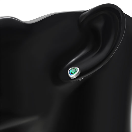 Abalone Shell Heart Silver Stud Earrings