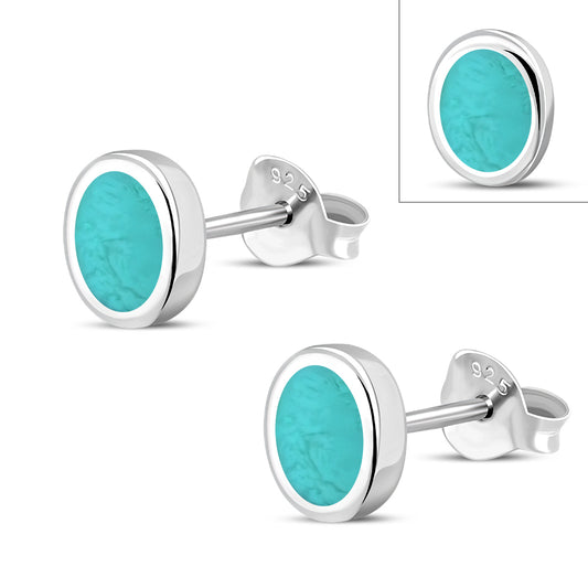 Turquoise Oval Sterling Silver Stud Earrings