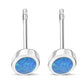 Synthetic Blue Opal Oval Sterling Silver Stud Earrings