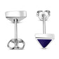 Lapis Lazuli Blue Stone Triangle Silver Stud Earrings