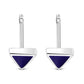 Lapis Lazuli Blue Stone Triangle Silver Stud Earrings