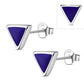 Lapis Lazuli Blue Stone Triangle Silver Stud Earrings