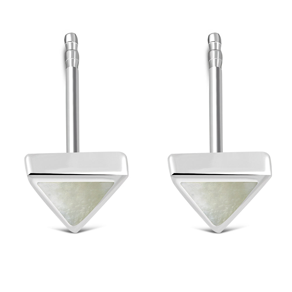 Mother of Pearl Triangle Silver Stud Earrings