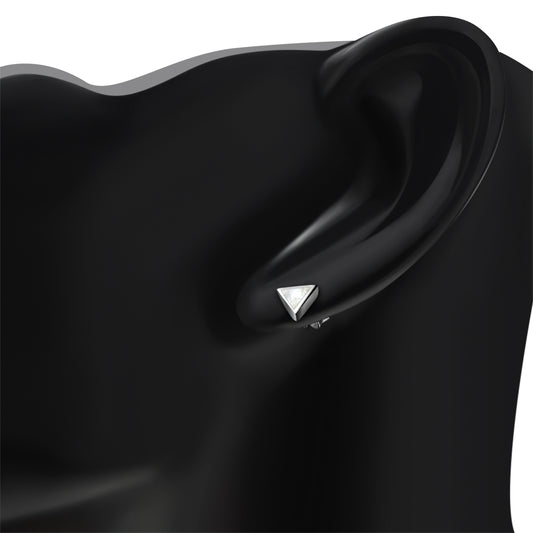 7.00mm | Mother of Pearl Triangle Silver Stud Earrings