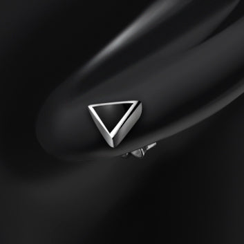 7.00mm | Black Onyx Triangle Silver Stud Earrings